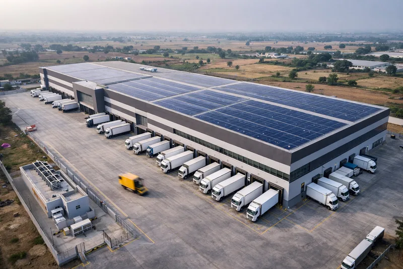 Advanced Logistics Center rooftop solar installation and LEED Gold certified infrastructure